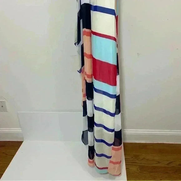 NWOT LaneBryant striped cascade chiffon maxi dress size 28 V-neck cross back - Picture 11 of 11